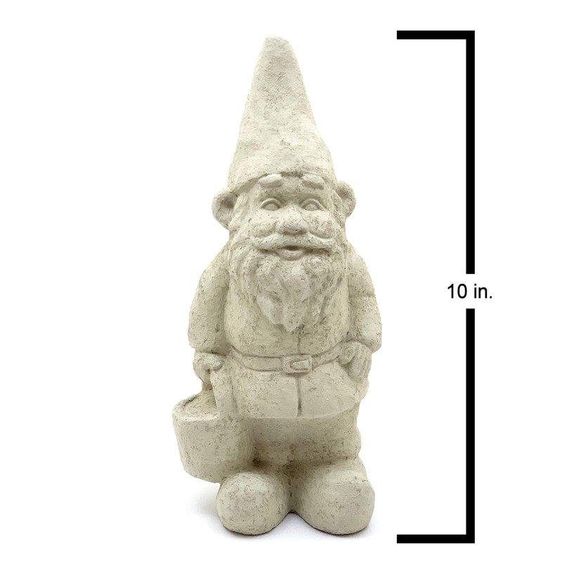 Garden Gnome with Bucket: Solid Durable Stone Statue with Vintage
