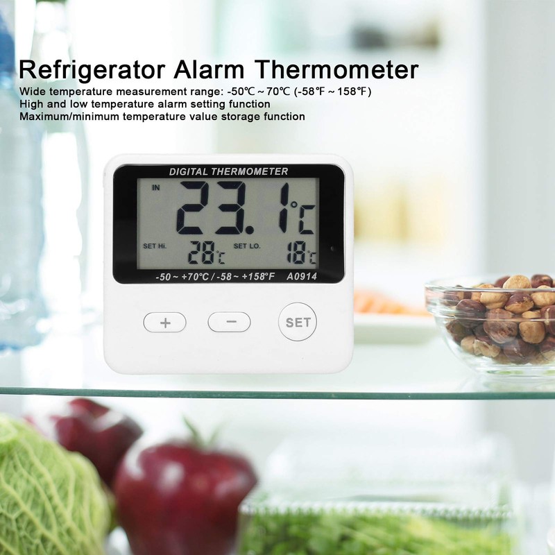 Freezer Thermometer with External Sensor, LCD Display Digital Refrigerator High