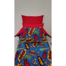 Handmade 4pc Comic Superhero Red Bedding Set Handmade for 18" Boy Doll Blanket Pillows