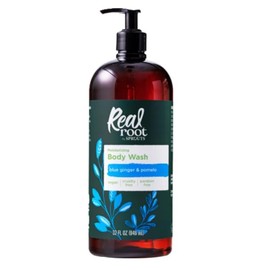 Real Root Moisturizing Body Wash, Blue Ginger & Pomelo, Vegan Friendly, Cruelty Free, 32 Fluid Ounce (Pack of 6)