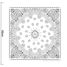 Karl Loven Pack of 100% Cotton Paisley Bandana Scarves Bandanas 25 Colours to Choose From – Pack 5/10/20, White (Mandala), Lot de 20