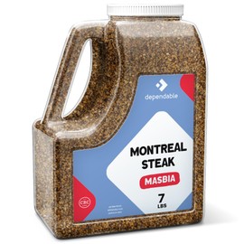 Dependable Food Montreal Steak Seasoning - 7 Lb. Resealable Jug - Non-GMO, Natural, No Additives, Kosher – Premium Blend for Perfectly Seasoned Steaks