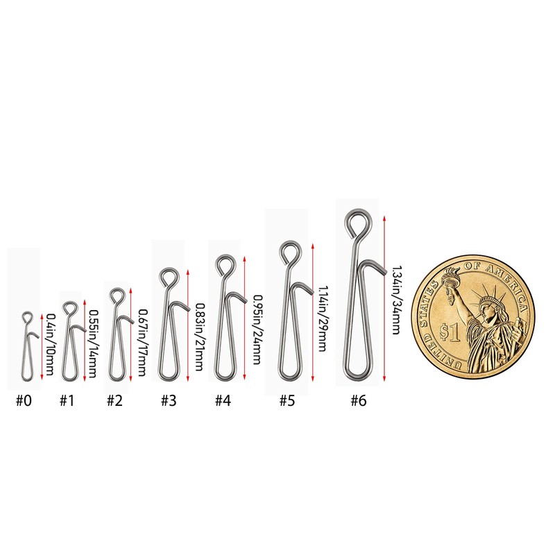 Alwonder 50pcs Fishing Snap Clips High Strength Stainless Steel Quick