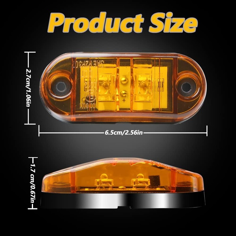 ALFU 10 Pack Amber DC12-24V IP68 Waterproof LED Trailer Lights