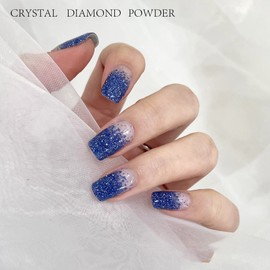 LIFOOST Cured Gel Nail Polish Strips Glitter Nail Stickers for Women Mirror Effect Full Wraps DIY Nail Art Kit (Crystal Diamond Blue)