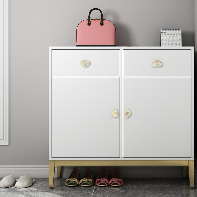 SUNYIK Pack of 4 Irregular Agate Slice Cabinet Knobs with