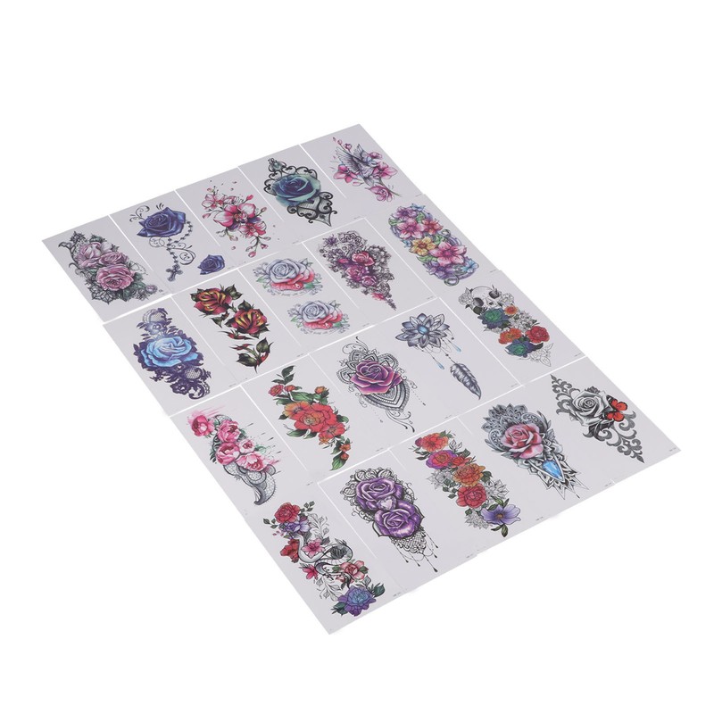 20pcs Temporary Tattoos Stickers Waterproof Long Lasting Flower Fake Tattoo