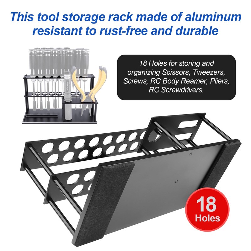 GoHobby Aluminum RC Screwdriver Organizer – Adjustable Tool Stand for