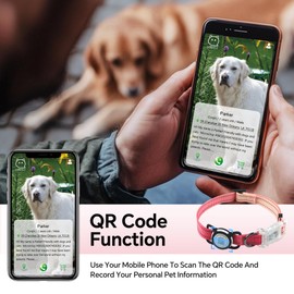 LED Smart QR Code Dog Collar - Lost at Night Collar Showing Details of Owner and pet - Durable, Adjustable, Soft - Rose red Suitable for Small, Medium and Large Dogs