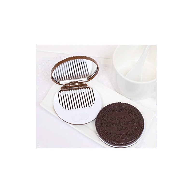 yueton Pack of 2 Mini Pocket Chocolate Cookie Compact Mirror