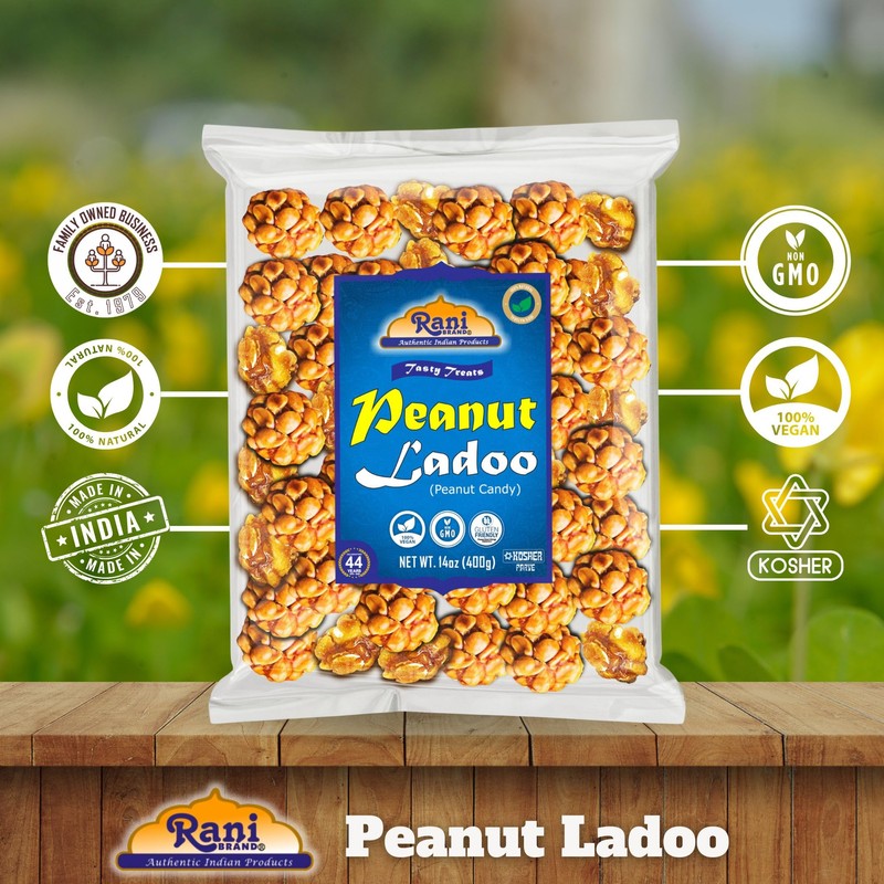 Rani Peanut Ladoo (Round Peanut Brittle Candy) 14oz (400g) ~