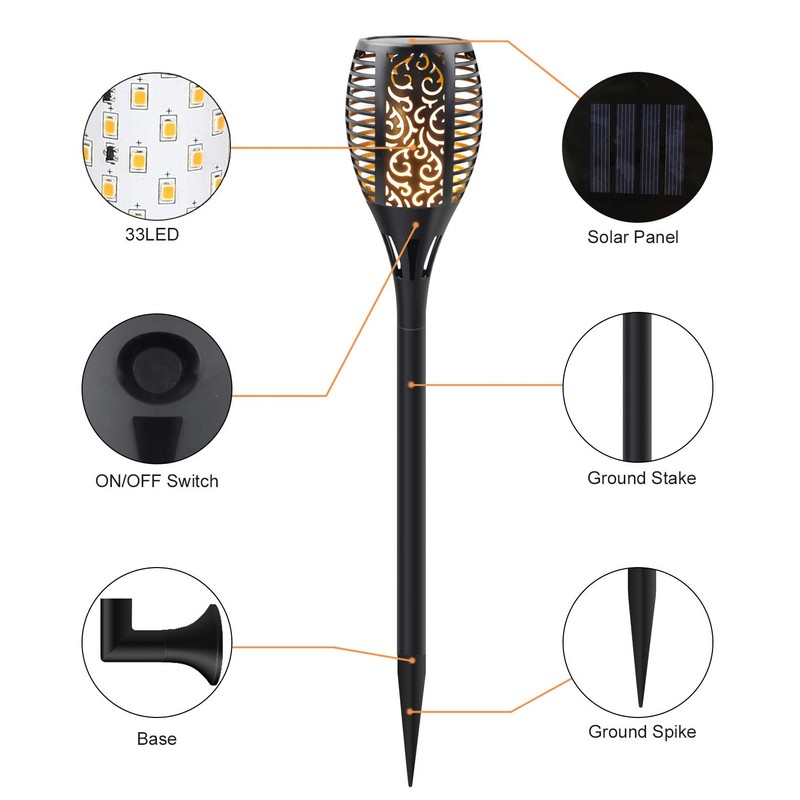 Permande Upgraded Solar Lights Outdoor, Solar Torch Lights with Flickering