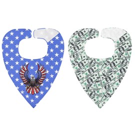 Landofgenie Adult Bibs for Women Men Large Bibs Set With Adjustable Hook-and-Loop Fastener Closure Washable Reusable 2 Pack - Blue+Green