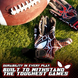 Alytree Kids Football Gloves, Youth Football Receiver Gloves with Super Sticky Grip, Best Gift for Boys Girls Ages 8–12, Red