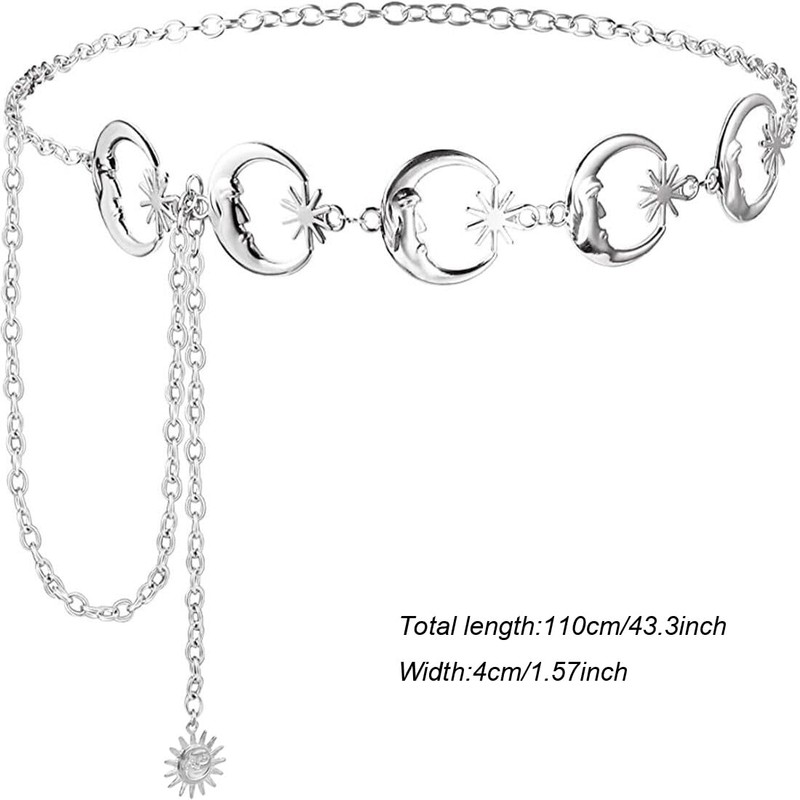 Weenkeey Moon Waist Chain Fashion Metal Chain Belt Adjustable Body