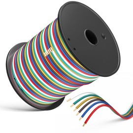 LIMICAR 100-Foot 6-Way Trailer Wiring Harness, 14 Gauge CCA Light Wire Kit for Boats (Red, Blue, Green, Yellow, Brown, White)