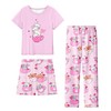 LQSZ Girls' 3-Piece Pajama Set - Short Sleeve Top, Shorts