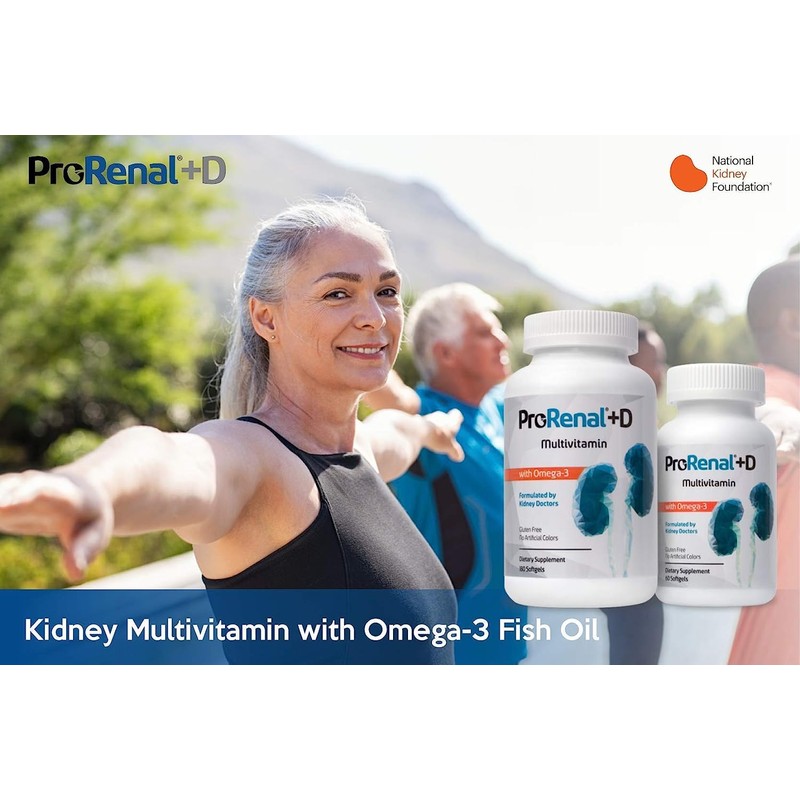ProRenal+D with Omega-3 Fish Oil Kidney Multivitamin 60 Softgels, 30-Day