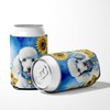 Caroline's Treasures White Poodle in Sunflowers Can or Bottle Hugger