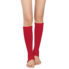 Century Star Neon Ribbed Leg Warmers for Women Girls Juniors Knitted Retro Leg Warmer for 80s Party Red New One Size