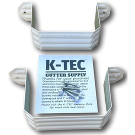 K-TEC GUTTER SUPPLY Downspout Straps (3"x4" downspout, High Gloss White) Aluminum Mounting Bracket with Color Matching 1" Screws