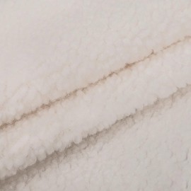 Sherpa Fleece Fabric Plush Faux Fur Fabric Lambskin Thermal Lined Material for DIY Sewing Handmade Winter Wear Costumes 63x19in(160x50cm) (cream white)