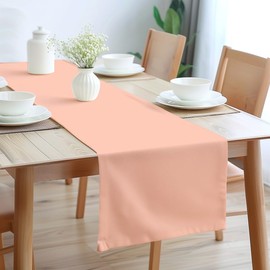 Encasa Homes Table Runner 13x91 in Long | Cotton Canvas Fabric | Powder Pink Solid Color | Machine Washable & Durable