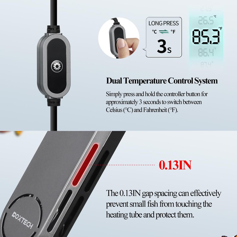 boxtech Small Submersible Aquarium Heater - 100w Fish Tank Heater,