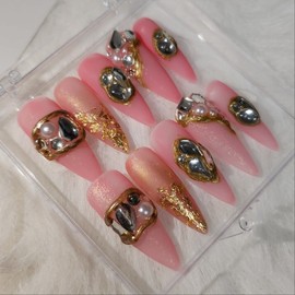 [Handmade Nail Tips] Matte Pink - Coffin Egg / [수제네일팁] 매트핑크 - 코핀에그