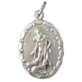 Oval Medal of Saint Lepers Lazarus - Medals of the Protecting Saints - 100% Made in Italy, Silver
