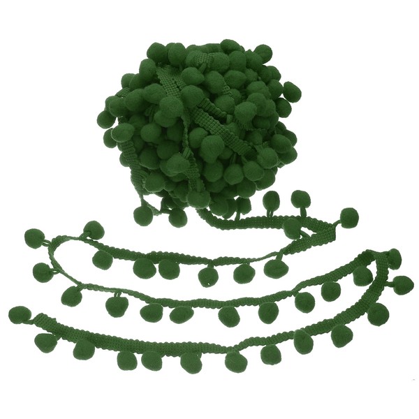 uxcell 9 Yards Pom Pom Trim Ribbon, 1" Wide Army
