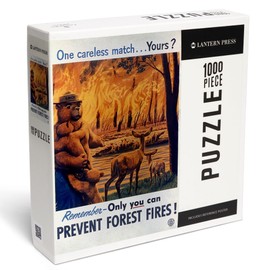 Lantern Press 1000 Piece Jigsaw Puzzle, Smokey Bear, One Careless Match, Vintage Poster