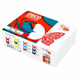 ROSA TALENT Glossy Acrylic Paint Set - 20ml Bottles, Opaque Colors for DIY Crafts & Decoration (12)