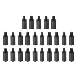 YOKIVE 25 Pcs M4 Standoff Screws, Nylon Hex PCB Standoffs with High Insulation Effect, Keep Height Consistent, Great for Motherboard (Black, 15mm+6mm)