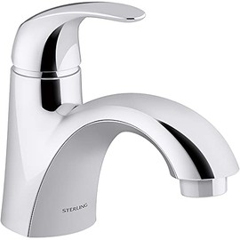 KOHLER Sterling 24819-4N-CP Valton Single-Handle Bathroom Sink Faucet, 0.5 GPM, Clicker Drain with Tailpiece, Premium Durable Metal, Corrosion Resistant, Polished Chrome