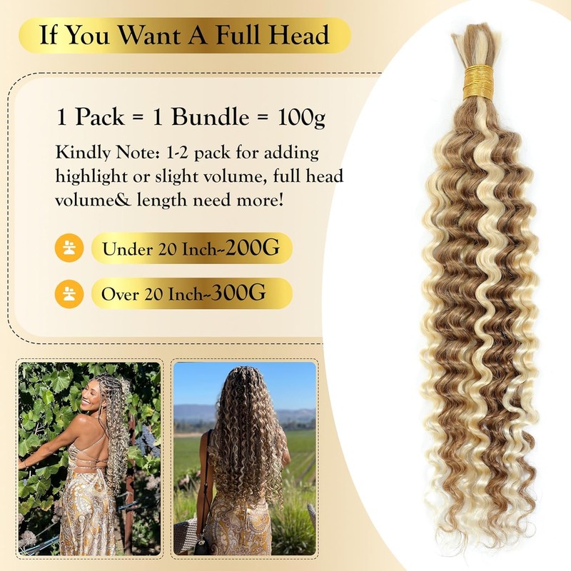 Syrenlore Highlighted Multi-Blonde Braiding Human Hair for Boho Knotless Braids,