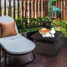 Outdoor Patio Rattan Wicker Steel Side Deck Table Durable and Stylish Outdoor Tables for Your Comfortable Gatheringcolor: Brown Color