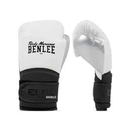 Benlee Boxing Gloves Leather and Faux Leather (1 Pair) Brampton 10 oz, Black/White/Silver
