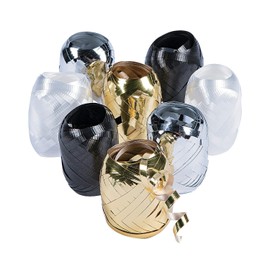 Black & White Metallic Curling Ribbon - Party Supplies - 8 Pieces