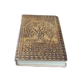 Handmade Tree of Life Embossed Leather Journal Leather Notebook Diary 7x5 Blank Pages Tanned Color