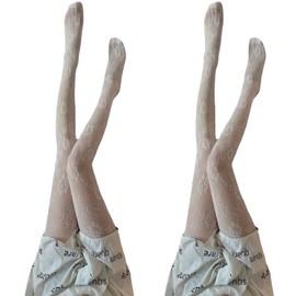 White Tights for Women, Lace Tights, Lolita White Lace & Floral Patterned Socks for Women - Soft and Nice Fish Net Tight