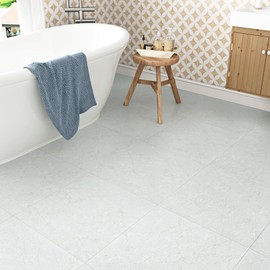 WESTICK 12" X 12" Grey Marble Floor Tiles Peel and Stick Waterproof Bathroom Floor Tile Vinyl Flooring Sticky Tiles for Kitchen Living Room Basement Self Adhesive Stick and Peel Flooring 5 Pieces