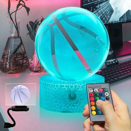 Fanrui Basketball Lamp Gifts,3.15 inch Clear Basketball Crystal Ball Night Light with Remote Control,16 Colors Change LED Basketball Paperweight Gifts for Boys Girls Kids Friends Teens Adults