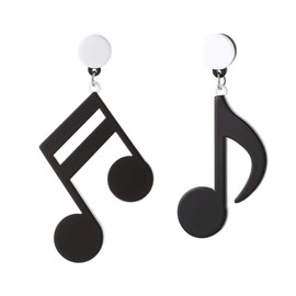 Acrylic Musical Note Stud Earrings Fun Cartoon Asymmetrical Music Note Earrings 80s Pop Musical Note Drop Dangle Earrings for Women (Black)