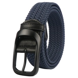 BIGHAS Men's Mesh Belt, Braid, No Holes, Brand, Casual, Business, One Size Fits Most, Stylish, Stretchable, Golf, Durable, Long Lasting, Navy 600BK
