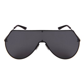 Edge I-Wear Sheild Style One Piece Sunnies w/Flash Mirror Lens 55683-FLFM-1(M.BLK.sd)