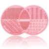 Makeup Brush Cleaning Mat, Silicone Makeup Brush Scrubber, Makeup Brush Cleaner Pad, Cosmetic Brush Cleaner, Brush Cleaning Pad, Suitable for Makeup Brush, Makeup Sponge, Powder Puff (Purple) - Color: Pink