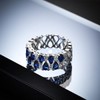 HaoMo Luxury Topaz Sapphire Ring 925 Sterling Silver Wedding Ring