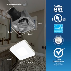 Broan-NuTone Bathroom Exhaust Fan with LED Light – Easy Retrofit Without Attic Access, Quiet 0.9 Sones, Effective Ventilation at 60 CFM ENERGY STAR Certified Moisture and Odor Control