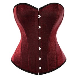 Women Red Corset Tops Sequin Strapless Renaissance Corsets for Party Wine Size 6